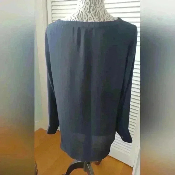 Banana Republic Navy Blue Long Sleeve Crewneck Pullover Blouse Medium Petite - Picture 9 of 12